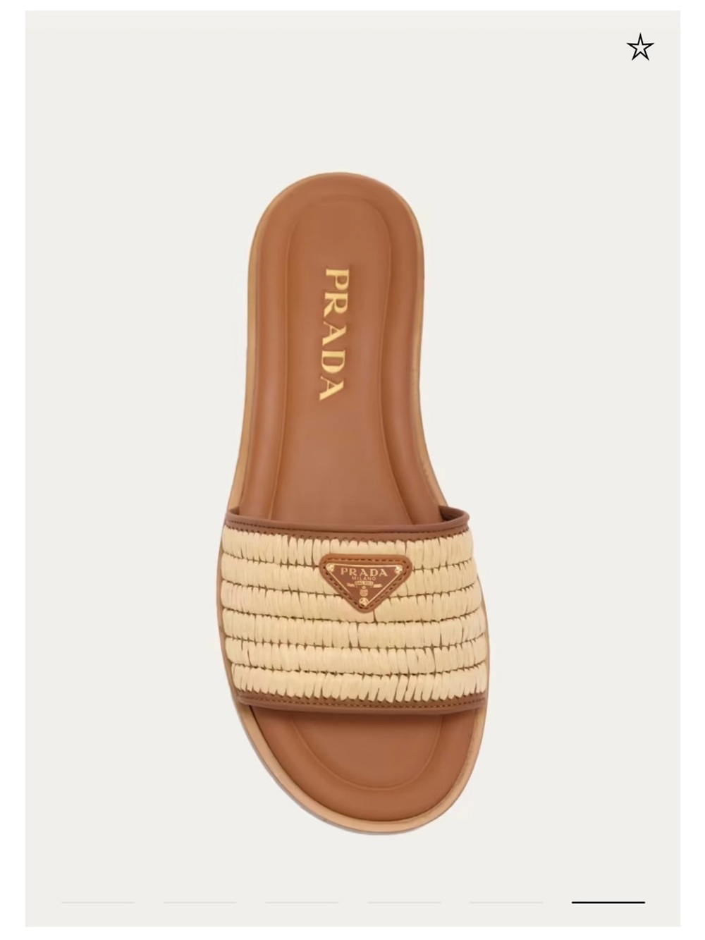 PRADA Triangle Logo Raffia flat slide sandals - Picture 3 of 8